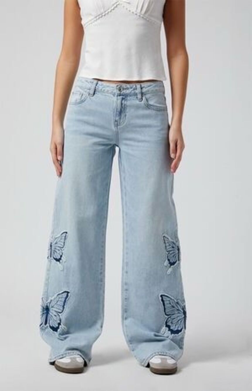 Pacsun Casey Low Rise Baggy Jeans Butterfly